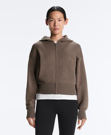 OYSHO Вязаная куртка с капюшоном, детали по бокам