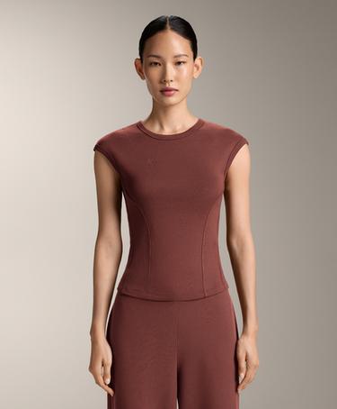 OYSHO Футболка с короткими рукавами из ребристого хлопка и модала