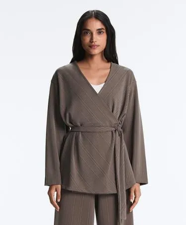 Длинный асимметричный жакет с полосами из модала- Заказать в России