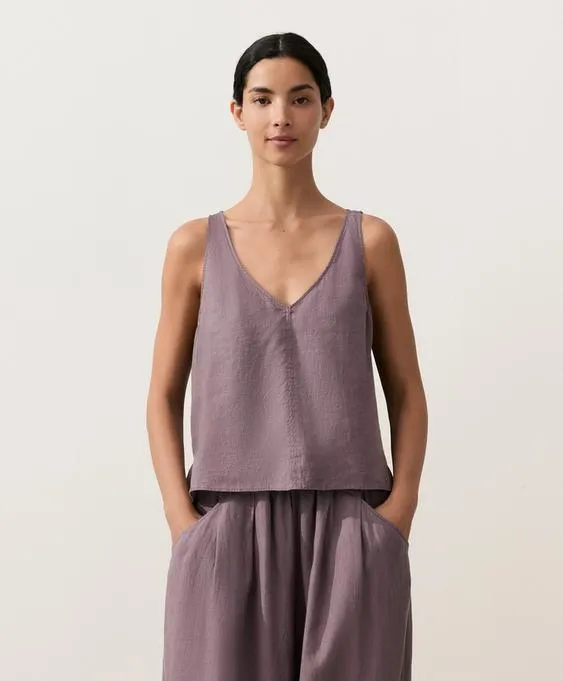 Топ с v-образным вырезом из 100% льна- Заказать в России