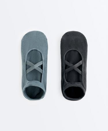 OYSHO 2 пары носков из смесового хлопка с лентами для йоги и пилатеса