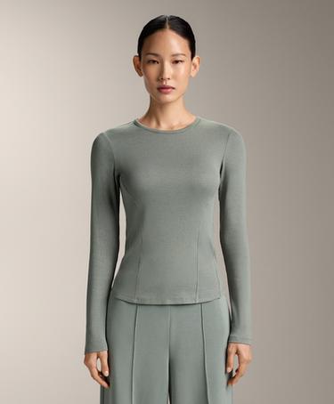 OYSHO Футболка с длинным рукавом из рибаны с хлопком и модалом купить с доставкой.