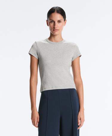 OYSHO Облегающая футболка из ребристого хлопкового микса купить с доставкой.