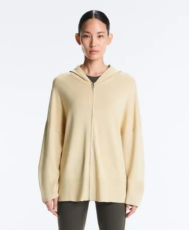 Длинный вязаный пальто с капюшоном- Заказать в России