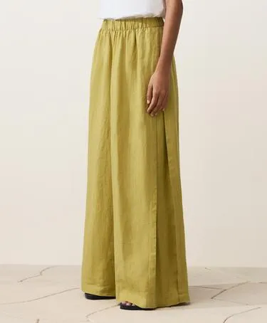 Брюки WIDE LEG со складками из 100%-го льна- Заказать в России