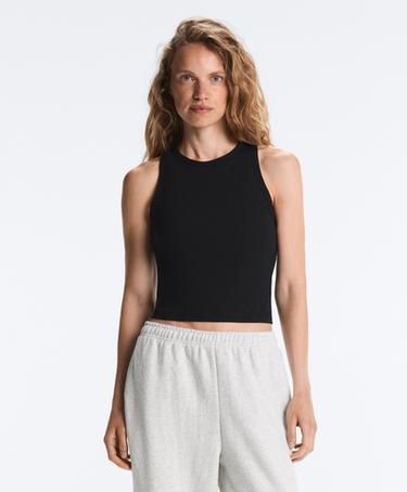 OYSHO Длинный топ-майка из рубчатого модального микса купить с доставкой.