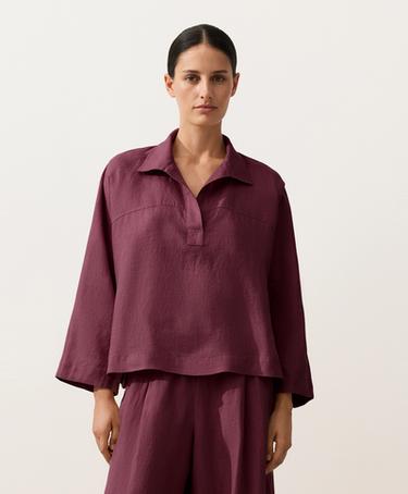 OYSHO Рубашка-поло оверсайз с длинными рукавами из 100%-го льна купить с доставкой.