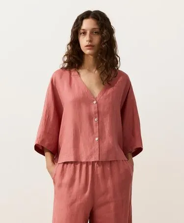 Рубашка с короткими рукавами из 100%-го льна