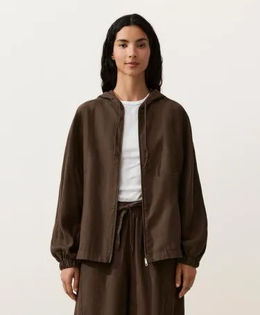 Полосатая куртка из 100% льна с капюшоном- Заказать в России