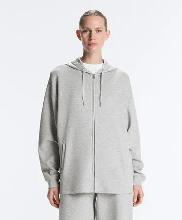 Длинная куртка с капюшоном из меланжевого пике- Заказать в России