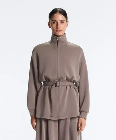 Длинная куртка-корсет с поясом из мягкой ткани с модалом- Заказать в России