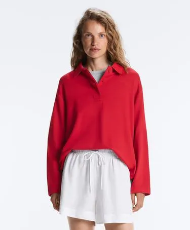 Рубашка-поло с длинным рукавом из пике- Заказать в России