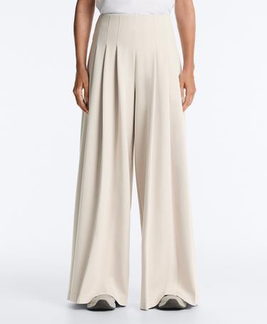 OYSHO Брюки широкого кроя из хлопка пике в складку