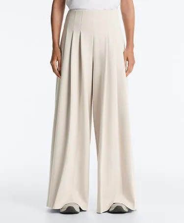 Брюки wide leg из хлопка пике в складку