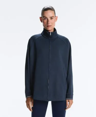 Длинная куртка пике с хлопком и контрастным Piping