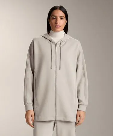 Длинный плащ с капюшоном с ребристыми деталями и из мягкой модальной ткани- Заказать в России