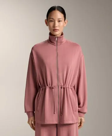 Длинная куртка с регулируемым поясом в полоску