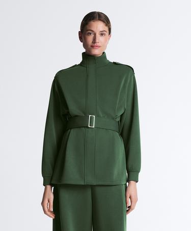 OYSHO Длинная куртка UTILITY с поясом из хлопка и модала