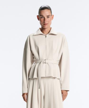 OYSHO Куртка пике с поясом и складками, с хлопком