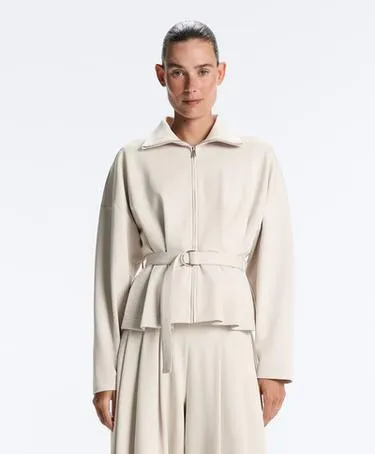 Куртка пике с поясом и складками, с хлопком- Заказать в России