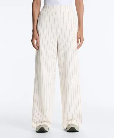 Широкие брюки в тонкую полоску из мягкого модала