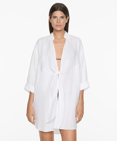 OYSHO Туника с длинными рукавами и узлом. материал: 100%-й лен.