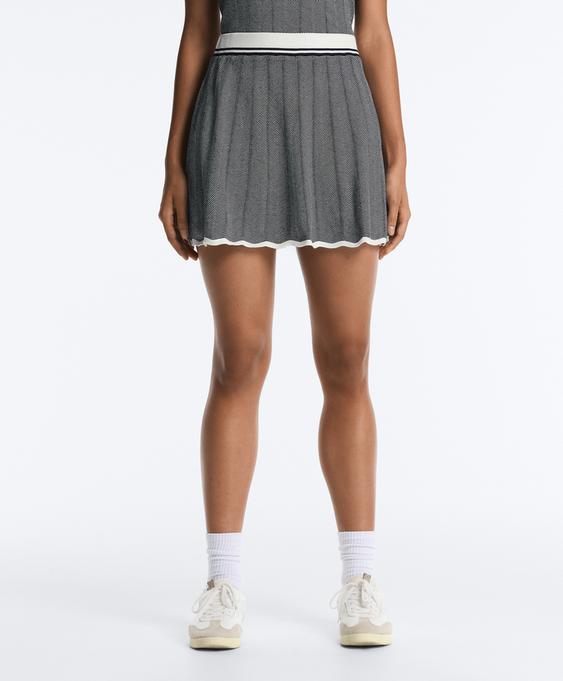 OYSHO Вязаная плиссированная юбка в елочку купить с доставкой.