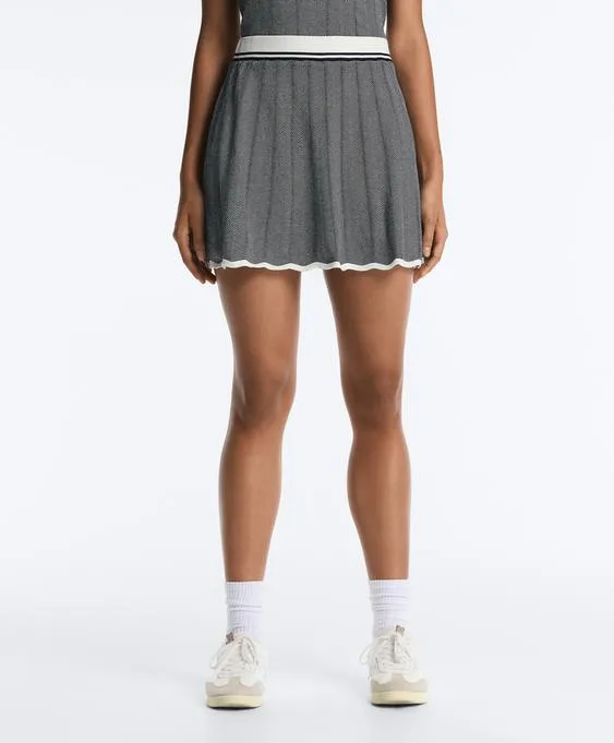 Вязаная плиссированная юбка в елочку- Заказать в России