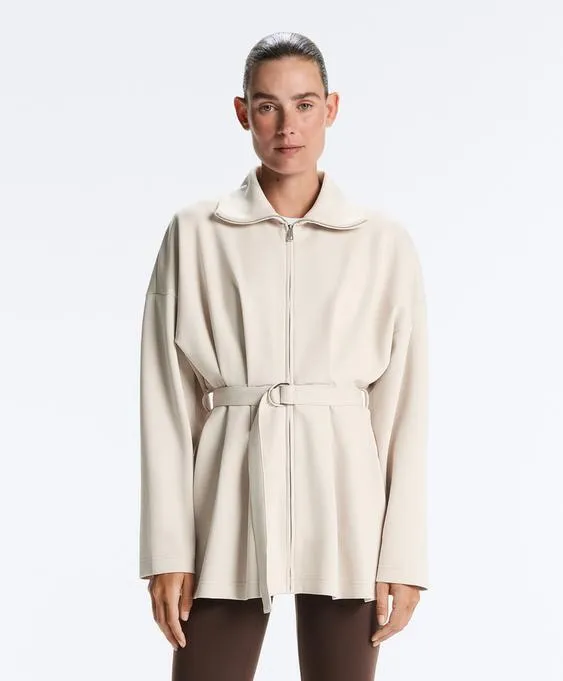 Длинная куртка из пике с поясом и складками, хлопок- Заказать в России