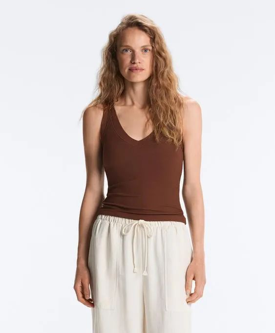 Tank top в рубчик из смесового модала- Заказать в России