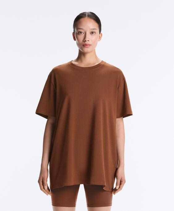 OYSHO Футболка OVERSIZE с короткими рукавами из смесового хлопка