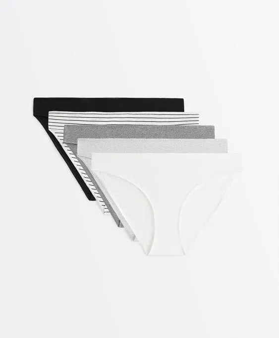 5 классических трусов Rib из смесового хлопка- Заказать в России