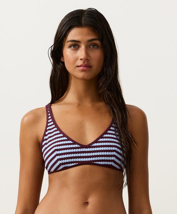 OYSHO Топ бикини халтер из рельефной ткани в полоску купить с доставкой.