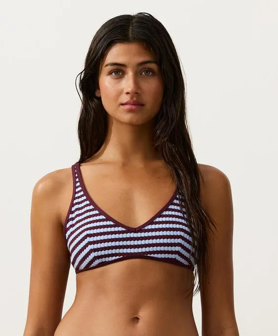 Топ бикини халтер из рельефной ткани в полоску- Заказать в России