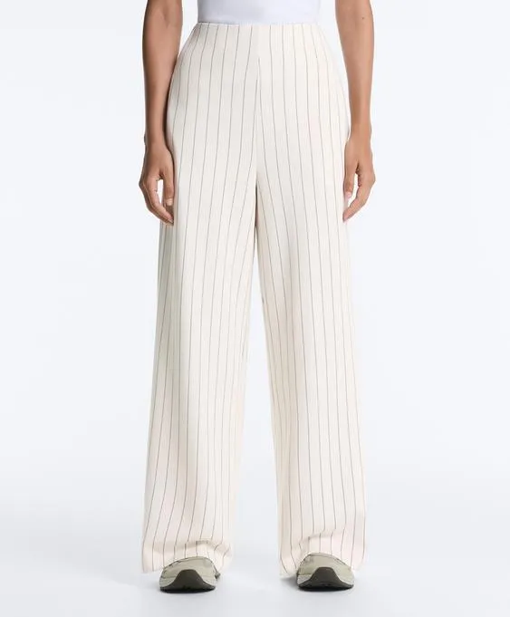 Широкие брюки в тонкую полоску из мягкого модала- Заказать в России