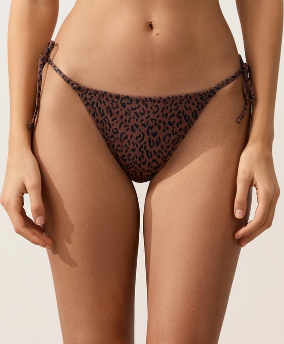 OYSHO Полуоткрытые плавки бикини с леопардовым принтом