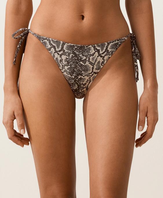 OYSHO Плавки бикини со змеиным принтом и завязками