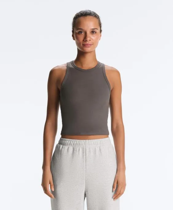 Длинный топ без рукавов из модально-хлопкового рубчика- Заказать в России