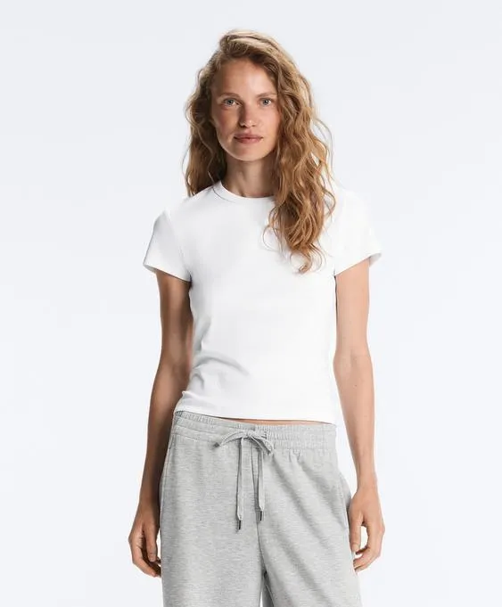 Футболка Rib Fit из смесового хлопка- Заказать в России