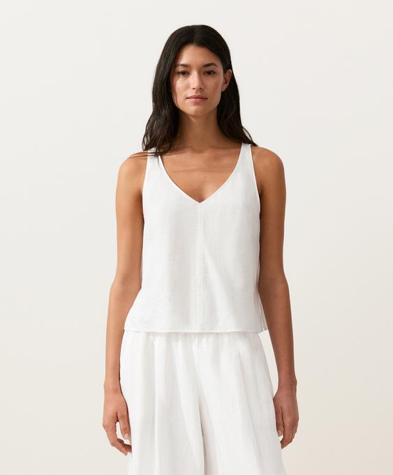 OYSHO TOP на бретельках с V-образным вырезом из 100%-го льна