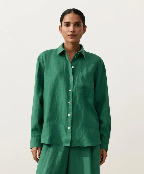 Рубашка свободного кроя из 100%-го льна- Заказать в России