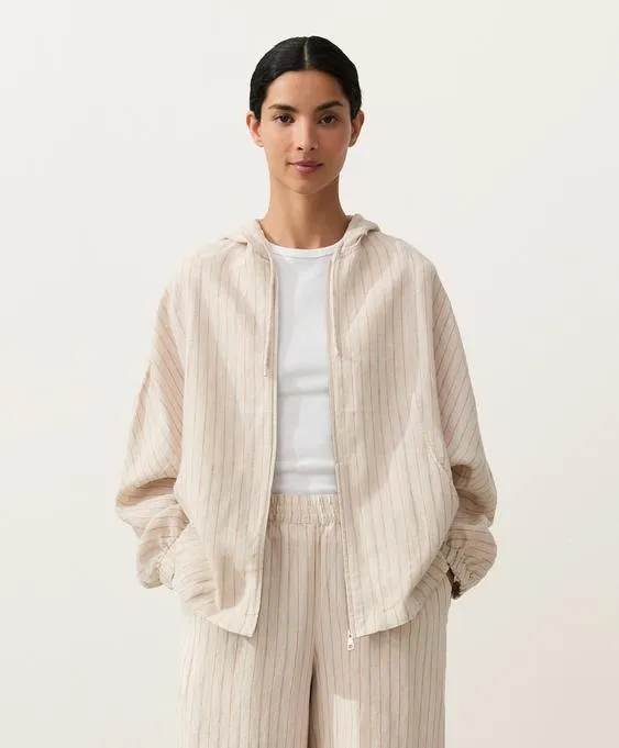 Куртка из 100%-го льна с капюшоном- Заказать в России