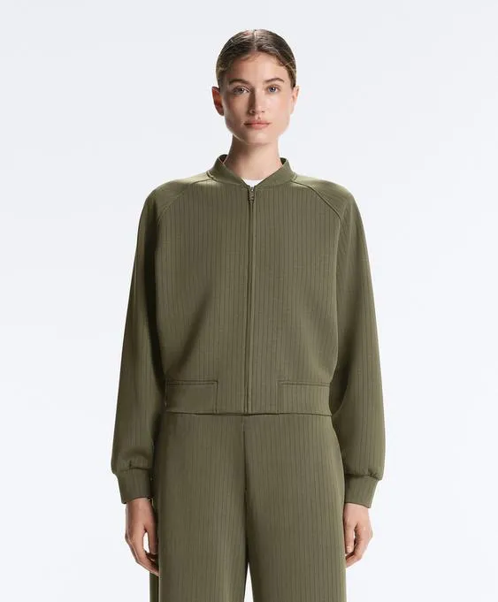 Куртка-бомбер в полоску из мягкой ткани с модалом- Заказать в России