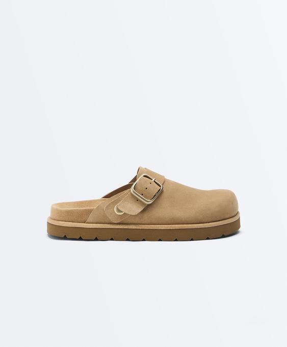 OYSHO Замшевые тапочки с пряжкой купить с доставкой.