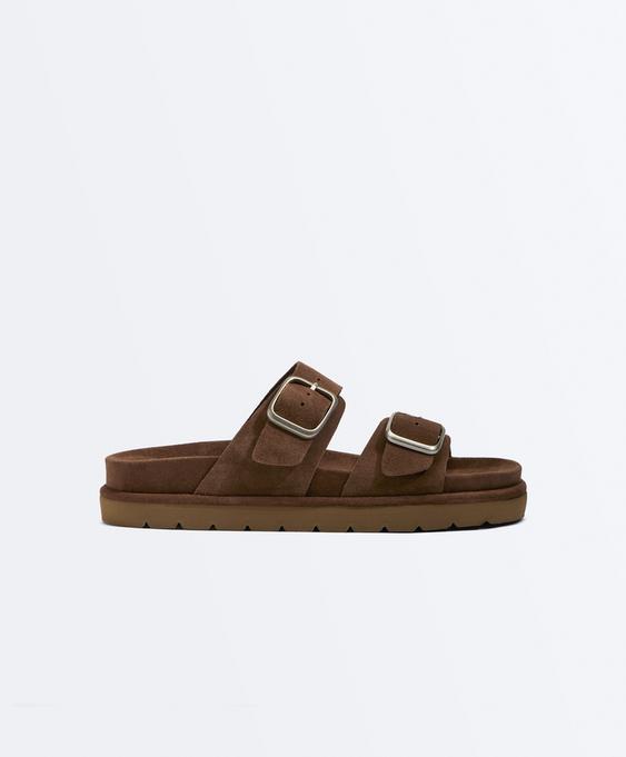 OYSHO Кожаные сандалии с пряжкой на платформе купить с доставкой.