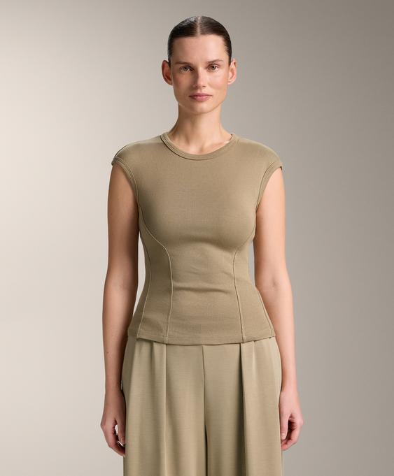 OYSHO Футболка с короткими рукавами из ткани в рубчик с хлопком и модалом купить с доставкой.