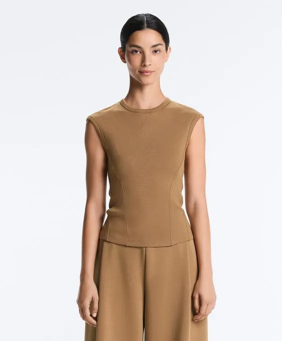 Футболка с короткими рукавами из ткани в рубчик с хлопком и модалом- Заказать в России