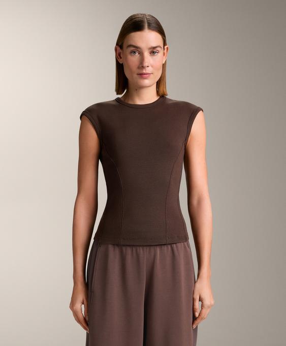 OYSHO Футболка с короткими рукавами из ткани в рубчик с хлопком и модалом купить с доставкой.