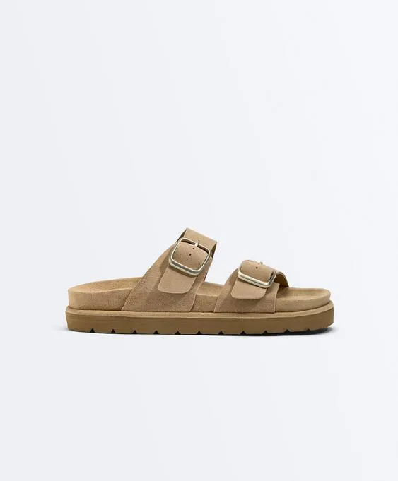 Кожаные сандалии с пряжкой на платформе- Заказать в России