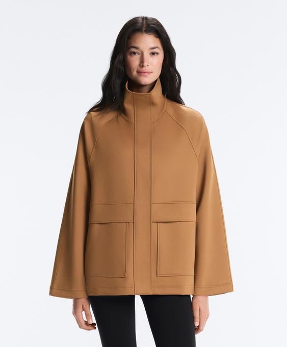 OYSHO Длинная куртка с карманами и эффектом неопрена купить с доставкой.